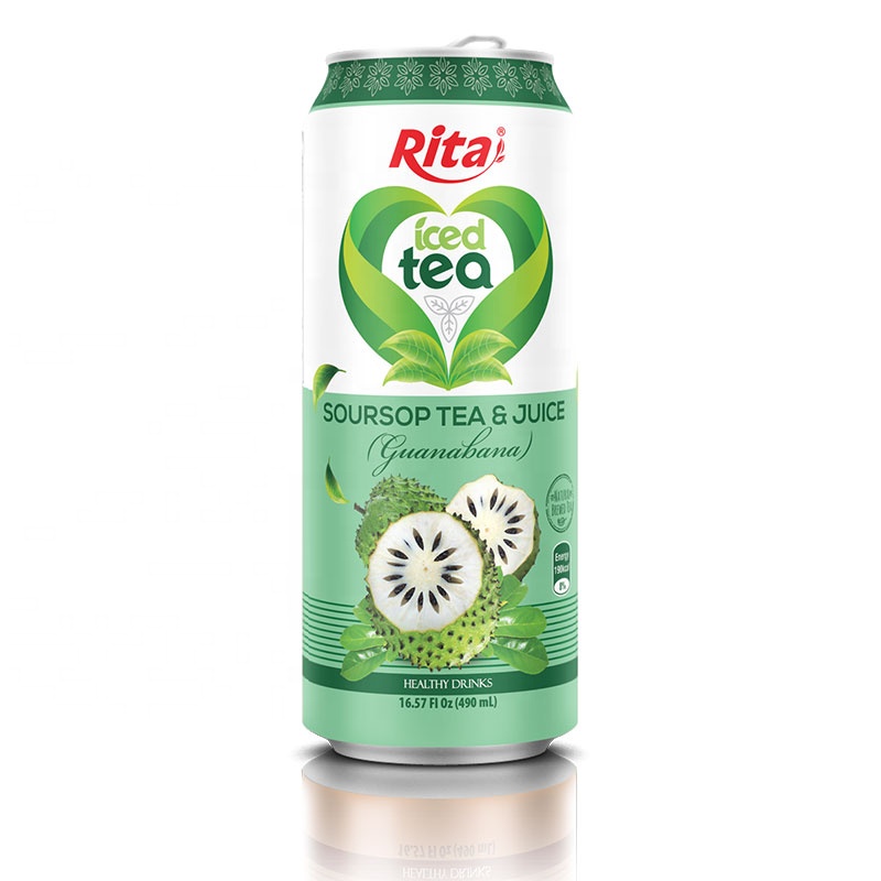 Bebida de té del mercado de EE. UU. 500 ml Té y jugo de Guanábana enlatada Té helado Pérdida de peso Etiqueta privada