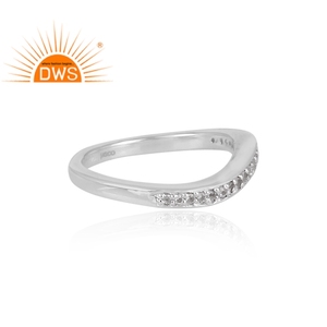 ขาวบุษราคัมพลอยชุดหมั้น Eternity วงแหวนผู้ผลิตเครื่องประดับโรเดียมสีขาว925เครื่องประดับเงินผู้ค้าส่ง - Product Image 3