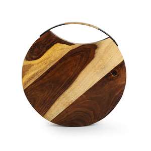 Planche à découper ronde de luxe sculptée à la main en bois de Sesham Accessoire de cuisine essentiel avec un design intemporel - Product Image 6