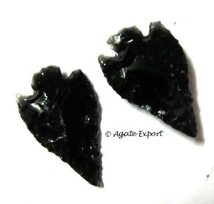 หินกึ่งมีค่างานฝีมือหัวลูกศรสีดำออบซิเดียน2นิ้ว - Product Image 3