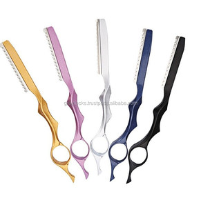 Rasoir droit de barbier en acier inoxydable à finition miroir, avec poignée à insertion par le doigt, noir/blanc, en papier – Meilleures ventes - Product Image 2