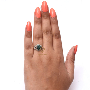 Handmade 925 Sterling Silver Oval Shape Natural Emerald Gemstone Ring, Wholesale Green Gemstone Ring For Manufacturer & Supplier - Product Image 4