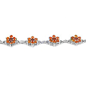 Glitzy Sterling Silver <b>Bracelet</b> with Orange and <b>Red</b> Cubic Zirconia 925 Silver Bangles for Weddings and Gifts - Product Image 3