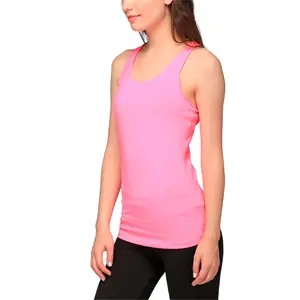 ladies sexy tops pink yoga fitness wear casual plain loose round neck sports gym workout custom women's tank top