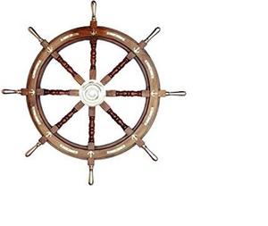 36"<b>Wooden</b> Steering Ship <b>Wheel</b> Brass Anchor Ship Wall Decor - Product Image 3