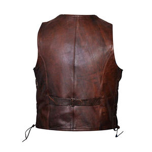 Gilet de sport décontracté d'extérieur Multi-poches Sans manches Vestes en cuir pour hommes - Product Image 4