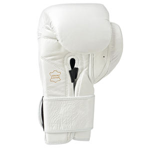 Gants de boxe en cuir blanc et noir sans marque, gants de boxe Muay Thai Kick Boxing, gants d'entraînement de poinçonnage MMA - Product Image 1
