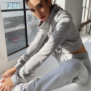 Factory Price Ladies Loose Long Sleeve Pullover Cotton Blank Oversize OEM Custom Crop Top Women's Hoodies For Autumn - Product Image 4