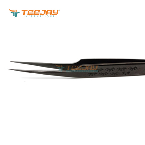 TEEJAY Plasma Black Lady Angular Stainless Steel Smooth Tip Isolation Eyelash Tweezers with Perfect Grip and Fine Tip - Product Image 5