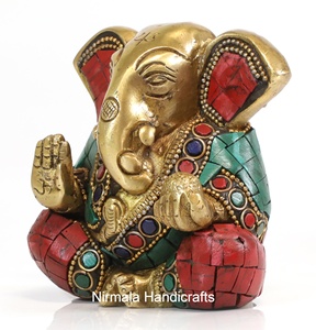 Ganesha Brass Ganpati Lord Blessing Ganesha <b>Statue</b> Ganesha Hindu God Vinayaka Brass Ganpati Figurine for ganesh Chaturthi - Product Image 2