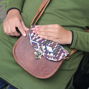 Handmade Jacquard Leather Crossbody <b>Bags</b> Leather Casual <b>Bags</b> Boho Hippie <b>Bags</b> - Product Image 1