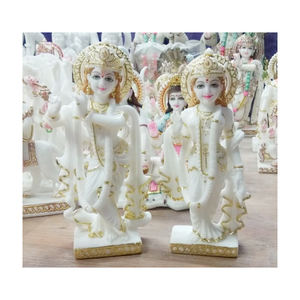 Estatua hecha a mano de Krishna Radha, estatua de mármol blanco - Product Image 1