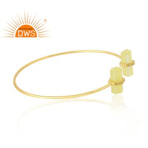 กำไลข้อมือมูนสโตนสีเหลืองทรงดินสอ ขายส่ง กำไลเงินชุบทองเรียบหรู ผู้จัดจำหน่ายเครื่องประดับอัญมณีธรรมชาติ - Product Image 2