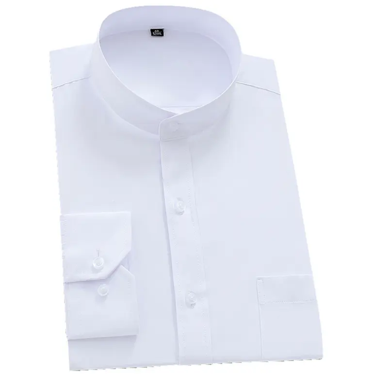 Business Man Shirt Solid Color Factory Customized Stand Collar Long Sleeve Cotton Mens' Shirt Dress Shirt