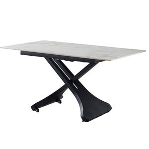 Mesa de Comedor Plegable Multifuncional B5702 con Base de Metal y Piedra Sinterizada, Altura Ajustable, Convertible en Mesa de Centro - Product Image 1