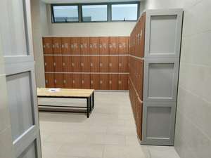 Large Size Wood color ABS Plastic Locker for gym pool fitting room locker room with combination lock - Product Image 3