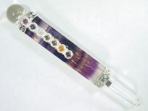 Crystal <b>Wands</b> Natural Rainbow Fluorite Stone <b>Wand</b> 7 Chakra Reiki Healing Crystal <b>Wands</b> Natural Stone Wholesaler - Product Image 3