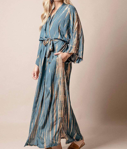 Kimono de rayón con lazo para mujer, ropa de playa - Product Image 4