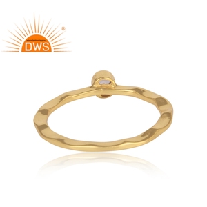 Anillo de Topacio Blanco, Joyería Chapada en Oro Amarillo, Anillo de Plata 925 al por Mayor, Anillo de Diseño Clásico - Product Image 4