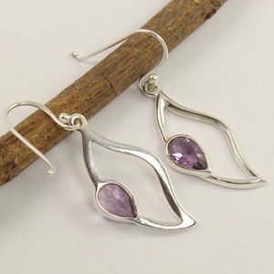 Boucles d'oreilles en argent 925 faites à la main pour femmes ensemble de lunette coupe poire naturelle améthyste violette conception de pierres précieuses accessoires de bijoux fins - Product Image 2