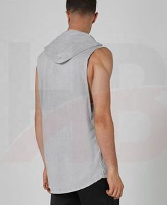 เสื้อฮู้ดดี้ผู้ชายแบบไม่มีแขน สีเทาเฮเธอร์ ผลิตตามสั่ง ราคาขายส่ง ผ้าฝ้าย 100% ระบายอากาศได้ดี แห้งเร็ว เหมาะสำหรับใส่ออกกำลังกาย - Product Image 3