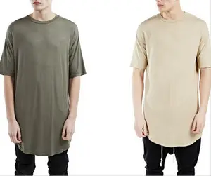 Elongated T Shirts -OEM Custom Printed Men's Elongated With Scoop Bottom T Shirt