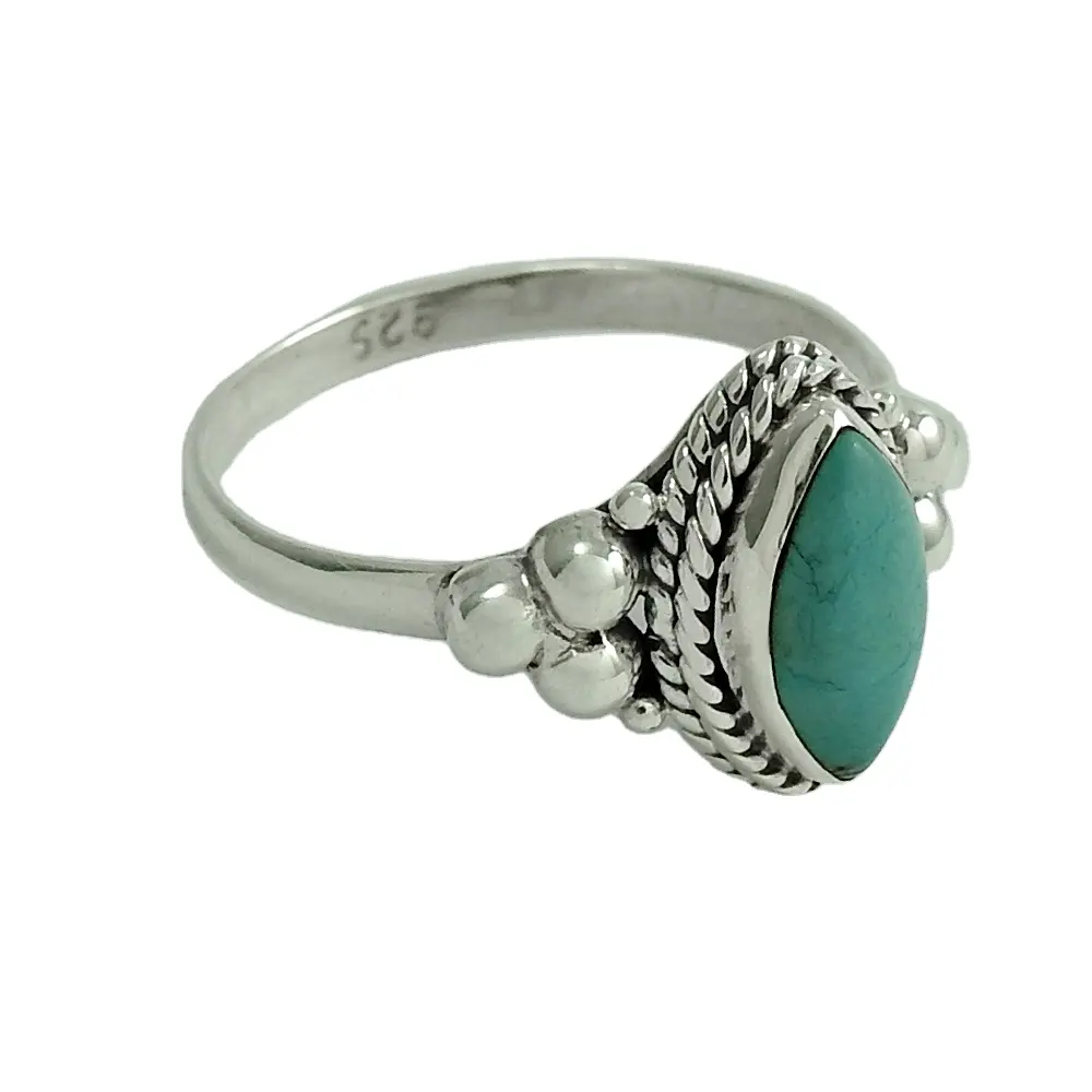 Gemstone rings jewellery manufacturer turquoise wholesaler jewellery 925 sterling silver indian sky blue engagement rings