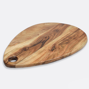 Tabla de cortar de madera de acacia de forma ovalada profesional con mango Tabla de cortar de cocina personalizada para uso en utensilios de cocina - Product Image 2