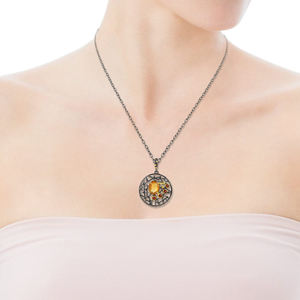 Colgante redondo de Plata de Ley 925 con gema granate para mujer, joyería de lujo para boda - Product Image 5