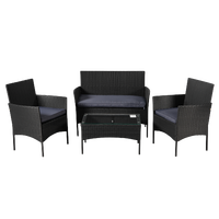 Ensemble de canapés et chaises en rotin d'extérieur, résistants aux intempéries, meubles de jardin en osier, Table basse et chaises pour piscine, pour pelouse, 4 pièces