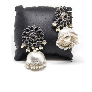 Pendientes de jhumka con diseño de flores para mujeres y niñas, aretes de latón y plata de moda, diseño artificial, al por mayor - Product Image 3