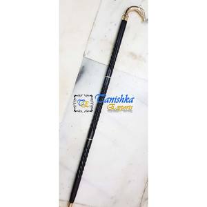 Bastón plegable de madera negra de alta calidad con mango de cabeza de elefante pulido de latón artículo de regalo para senderismo y Camping - Product Image 3