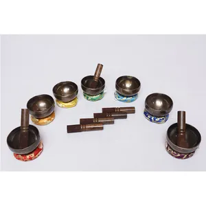 藏族7脉轮愈合满月碗套装特殊手工制作的手工唱歌碗