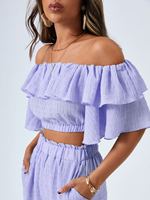 OEM Western Ensemble de costume deux pièces d'été Vente en gros de vêtements pour femmes Ensemble de pantalon 2 pièces en tricot décontracté d'été pour femmes