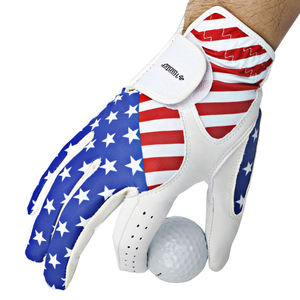 Gants de Golf pour homme, accessoire vestimentaire en cuir avec impression par Sublimation, drapeau américain et américain, Logo personnalisé, pour gaucher - Product Image 2