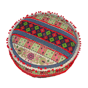 Pouf Rond Confortable Brodé – Décoration de Noël et d'Intérieur – Pouf Indien Brodé – Vente en Gros - Product Image 1