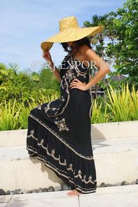 Robe Maxi brodée avec paillettes pour femmes, tenue de travail, haut à volants, Sexy, au dos, Chic, style bohémien, vêtements de plage, mode d'été 2019 - Product Image 4