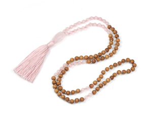 Cuentas de piedras preciosas anudadas, cuentas de cuarzo rosa mala, cuentas de sándalo, cuentas sueltas de piedras preciosas, cuentas de piedra natural - Product Image 2