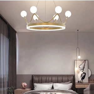 Sang trọng Vòng Glass Ánh Sáng Mặt Dây Chuyền Vương Miện Hình Dạng Đèn Chùm Chiếu Sáng Vàng Treo Đèn Trong Nhà Chiếu Sáng Drop - Product Image 2