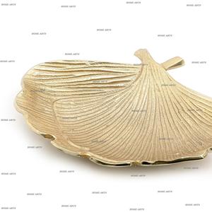 Bandeja de postre con forma de hoja de diseño fantástico en aluminio, color dorado, aperitivos, dátiles, bandeja para servir para uso doméstico - Product Image 3