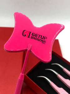 คีมหนีบขนตาแบบกระจกผีเสื้อเคลือบสองสีอุปกรณ์เสริมความงามด้ามจับเพชรสไตล์ใหม่ - Product Image 3