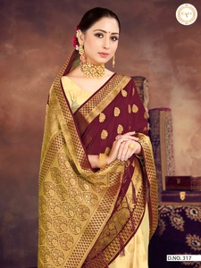 Sari de Seda de Diseño, Tela Suave con Pieza de Blusa, Hecho en India, SURAT Gujarat/ROPA/SADI (Color Azul) - Product Image 4