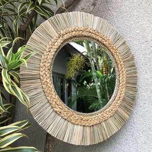 Hot selling Straw <b>Mirror</b> <b>Wall</b> Decoration Home Decor Boho <b>Mirror</b> <b>Wall</b> Decor - Product Image 5