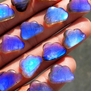 Wholesale Labradorite Druzy Slice Crystal Carving | Custom Glass Cabochon <b>Shell</b> Mala Beads <b>Bracelet</b> Purple Labradorite Gemstone - Product Image 3