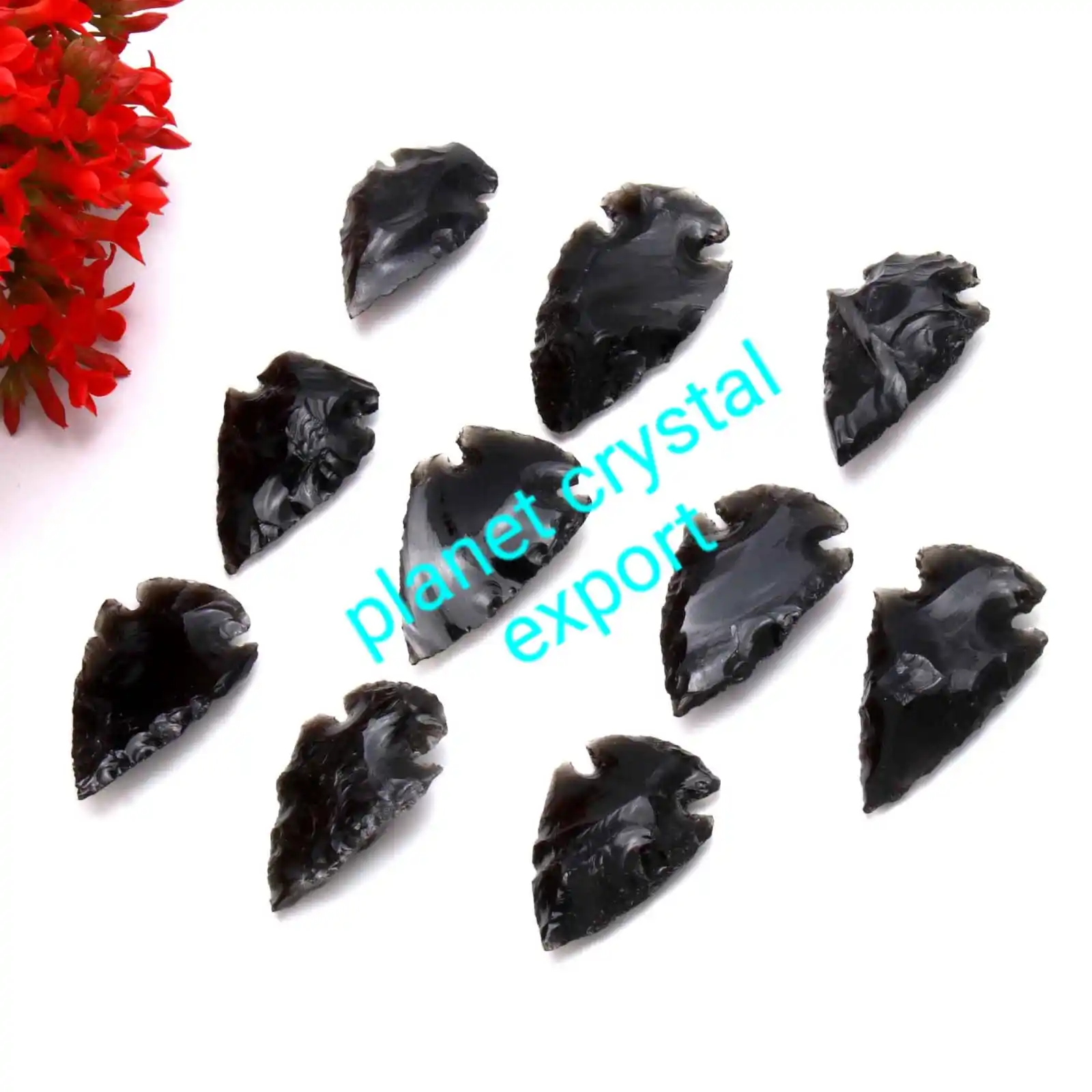 Black Obsidian Natural Agate Arrowheads Handmade Crystal Carving Gemstone Arrowhead