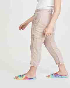 Femmes été décontracté écologique 100% coton pantalon pantalon couleur unie toile confortable ajustement plat avant expédition rapide via - Product Image 3