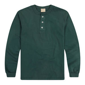 Camisa Henley de Cuello con Botones, Corte Clásico, Moda para Adultos, Manga Larga, Ajustada, Casual, 100% Algodón, Tejido de Punto, Secado Rápido - Product Image 1