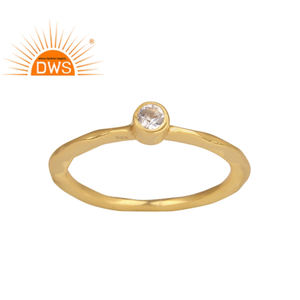 Anillo de Topacio Blanco, Joyería Chapada en Oro Amarillo, Anillo de Plata 925 al por Mayor, Anillo de Diseño Clásico - Product Image 1