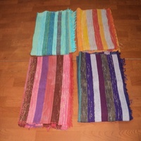 LAXMANS Handgewebte Baumwollteppiche Durries Indien Mehrfarbig Rutschfest 100x200cm Indische Designer-Streifenteppiche