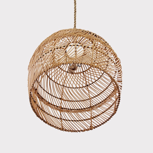 Modern Antique European Design Woven Light Rattan Lamp Shade Handicraft Indoor Lamp Cover Bamboo Pendant Asian Home Decor Shadow